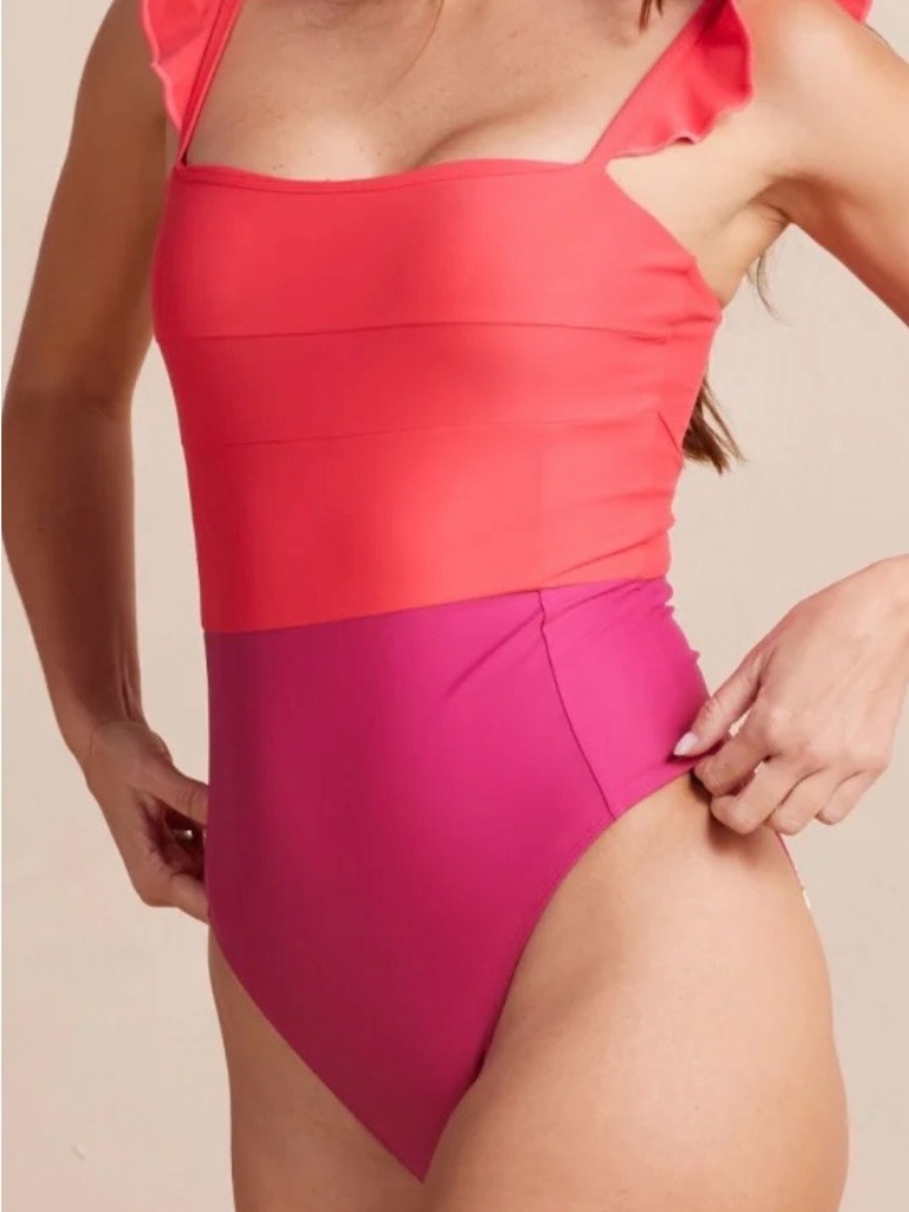 Summersalt Ruffle Oasis One-Piece Swimsuit - Coral & Magenta